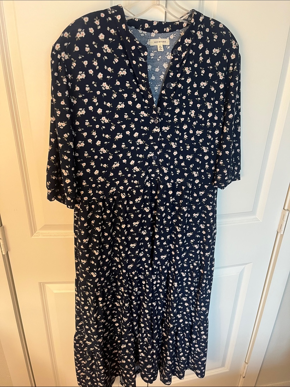 Max Studio Navy Floral Midi Dress